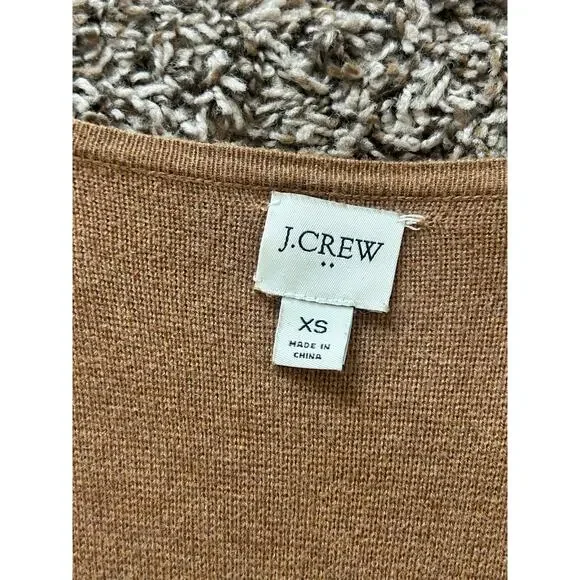 J Crew Factory Carmel Brown Open Front Mid Length Cardigan Size XS - Picture 4 of 5
